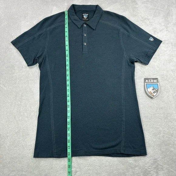Kuhl Skor Polo Shirt Mens Small Deep River Blue Supima Cotton Casual Outdoors - Picture 11 of 12